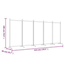 5-panels rumdeler 433x180 cm stof hvid