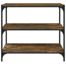 bogreol 80x33x70,5 cm konstrueret træ og stål røget egetræ