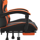 drejelig gamingstol med fodstøtte kunstlæder sort og orange