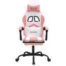 drejelig gamingstol med fodstøtte kunstlæder hvid og pink