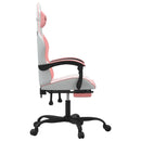 drejelig gamingstol med fodstøtte kunstlæder hvid og pink