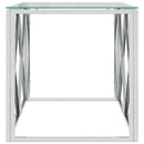 sofabord 110x45x45 cm rustfrit stål og glas