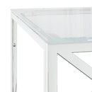 sofabord 110x45x45 cm rustfrit stål og glas