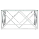 sofabord 80x80x40 cm rustfrit stål og glas sølvfarvet