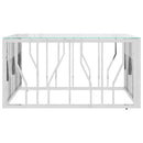 sofabord 80x80x40 cm rustfrit stål og glas