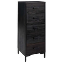 kommode 42x35x110 cm massivt fyrretræ sort