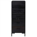 kommode 42x35x110 cm massivt fyrretræ sort