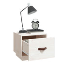 sengebord 40x34x35 cm massivt fyrretræ hvid