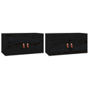 vægskabe 2 stk. 60x30x30 cm massivt fyrretræ sort