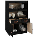 højskab 67x40x108,5 cm massivt fyrretræ sort