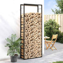 brændehylde mat sort 80x28x222 cm stål