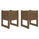 plantekasser 2 stk. 40x40x52,5 cm massivt fyrretræ gyldenbrun