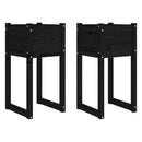plantekasser 2 stk. 40x40x81 cm massivt fyrretræ sort