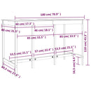 barbord 180x80x110 cm massivt fyrretræ