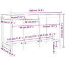 barbord 180x80x110 cm massivt fyrretræ hvid