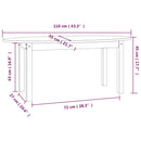 sofabord 110x55x45 cm massivt fyrretræ grå