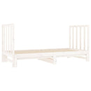 daybed med udtræk 2x(90x190) cm massivt fyrretræ hvid