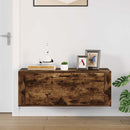 væghængt skoskab 100x35x38 cm konstrueret træ røget egetræ