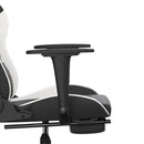 gamingstol med fodstøtte kunstlæder sort og hvid