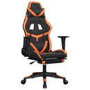 gamingstol med fodstøtte kunstlæder sort og orange