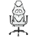 gamingstol med fodstøtte kunstlæder hvid og sort