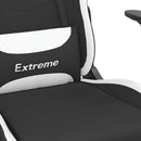 gamingstol med fodstøtte stof sort og hvid