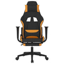 gamingstol med fodstøtte stof sort og orange