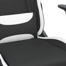 gamingstol med fodstøtte stof sort og hvid