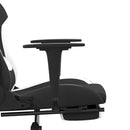 gamingstol med fodstøtte stof sort og hvid