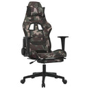 gamingstol med fodstøtte stof camouflage og sort