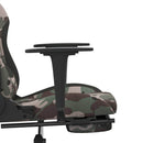 gamingstol med fodstøtte stof camouflage og sort