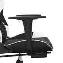 gamingstol med fodstøtte kunstlæder sort og hvid
