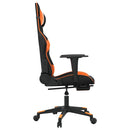 gamingstol med fodstøtte kunstlæder sort og orange