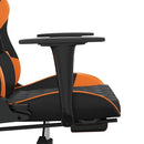 gamingstol med fodstøtte kunstlæder sort og orange