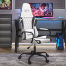 gamingstol kunstlæder hvid og sort