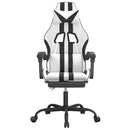 gamingstol med fodstøtte kunstlæder hvid og sort