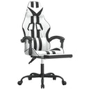 gamingstol med fodstøtte kunstlæder hvid og sort