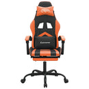 gamingstol med fodstøtte kunstlæder sort og orange