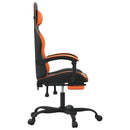 gamingstol med fodstøtte kunstlæder sort og orange