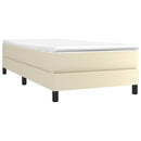 Boxspring sengeramme 90x200 cm kunstlæder cremefarvet