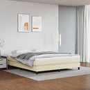 Boxspring sengeramme 160x200 cm kunstlæder cremefarvet