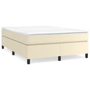 Boxspring sengeramme 140x190 cm kunstlæder cremefarvet
