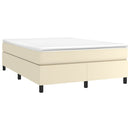 Boxspring sengeramme 140x190 cm kunstlæder cremefarvet