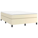Boxspring sengeramme 140x190 cm kunstlæder cremefarvet