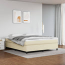Boxspring sengeramme 180x200 cm kunstlæder cremefarvet