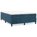 Boxspring sengeramme Mørkeblå 140x200 cm Fløjl