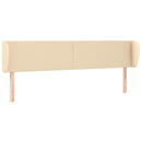 sengegavl med kanter 163x23x78/88 cm stof cremefarvet