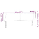 sengegavl med kanter 203x23x78/88 cm stof cremefarvet