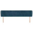 sengegavl med kanter 203x23x78/88 cm fløjl mørkeblå