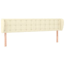 sengegavl med kanter 163x23x78/88 cm kunstlæder cremefarvet
